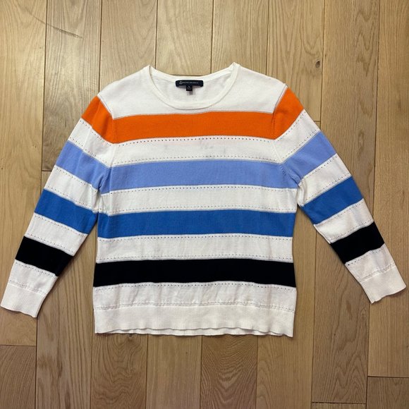 Brooks Brothers Sweaters - Brooks Brothers Striped Sweater | Blue, Orange, and White | Size: XL
